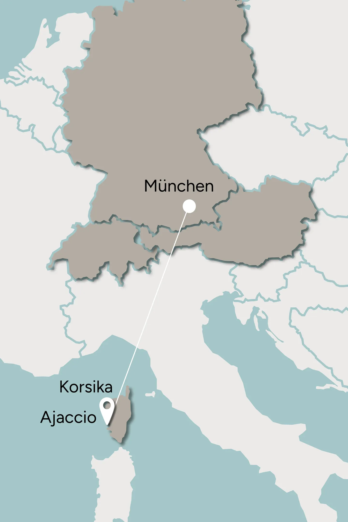 Flug von München nach Ajaccio, Korsika